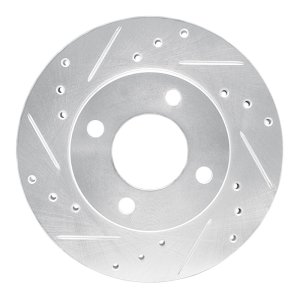 Dodge COLT Brake Rotor (1) - Front Left - R1 Concepts - Drilled & Slotted - Silver - `92-`00